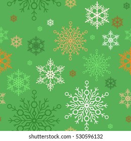 Snowflakes on a green background