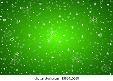 Snowflakes on green background. Vector illustration for Christmas posters, icons, Christmas greeting cards.