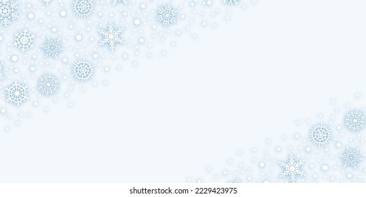 Copos de nieve sobre el fondo de la luz, marco de invierno, diseño vectorial