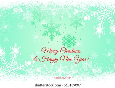Snowflakes  on  light blue background, winter and Christmas theme. vector. happy new year, merry Christmas