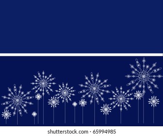 Snowflakes on a navy blue background for the insertion of text