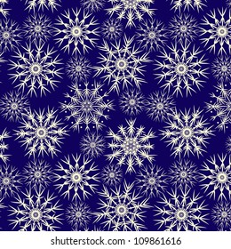 Snowflakes on navy blue seamless pattern, vector
