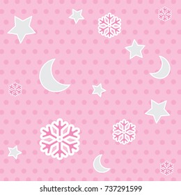 Snowflakes on the pink background