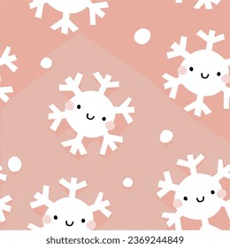 Copos de nieve en un fondo rosado. Los copos de nieve de invierno se hacen sin costuras. Diseño de repetición. 