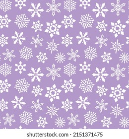 snowflakes on purple seamless pattern background