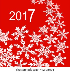 Snowflakes on a red background