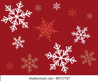 Snowflakes on red background