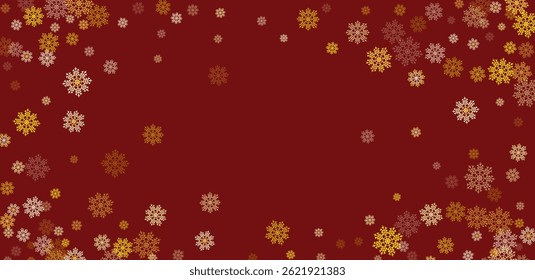 Snowflakes on red background - Christmas background Smooth red tones background with blurred beige and white and some red flower