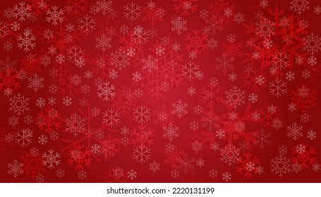 Schneeflocken auf rotem Hintergrund. Frohe Weihnachten und viel Glück für das neue Jahr Design. Vektorgrafik.