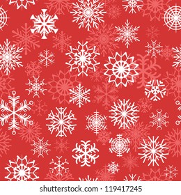 snowflakes on red background seamless