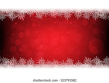 Snowflakes on red christmas bokeh background