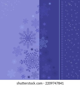 Schneeflocken auf dunklem und hellblauem Streifen. Weihnachtswintermotiv. Vektorgrafik