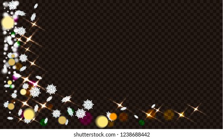 Snowflakes on a transparent background. Abstracts are now on Christmas design. Place for your text or photo. Vector illustration