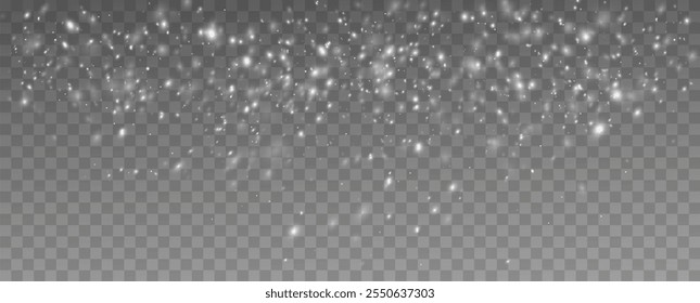 Schneeflocken auf transparentem Hintergrund. Schneesturmeffekt. Winterschneefall. Weihnachten.
