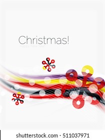 Snowflakes on wave line, Christmas and New Year background or greeting card