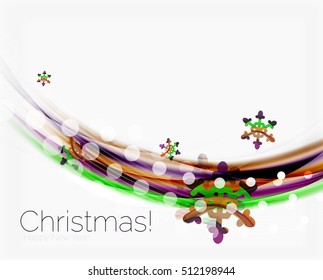 Snowflakes on wave line, Christmas and New Year background or greeting card