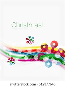 Snowflakes on wave line, Christmas and New Year background or greeting card