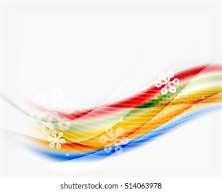 Snowflakes on wave line, Christmas and New Year background or greeting card