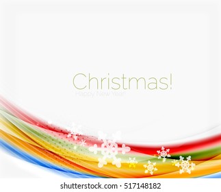 Snowflakes on wave line, Christmas and New Year background or greeting card