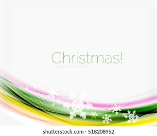 Snowflakes on wave line, Christmas and New Year background or greeting card