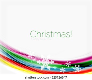 Snowflakes on wave line, Christmas and New Year background or greeting card