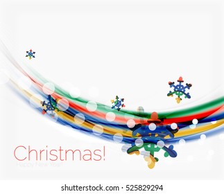 Snowflakes on wave line, Christmas and New Year background or greeting card