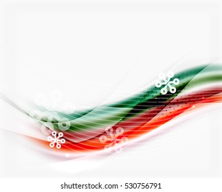 Snowflakes on wave line, Christmas and New Year background or greeting card