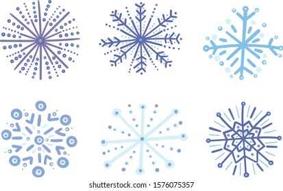 Snowflakes on a white background. Vector outline illustrations for children and adults.