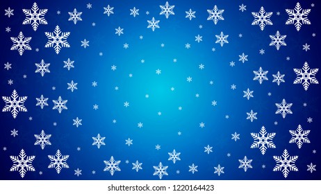 a lot of snowflakes on a winter blue background