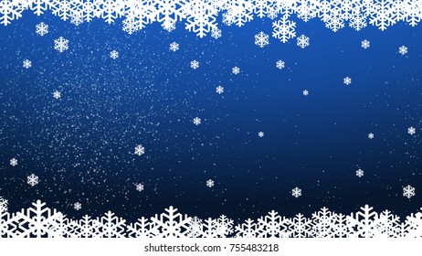 Snowflakes on winter season with blue background with copyspace for place the text.For merry christmas and happy new year paper art style.Vector illustration.