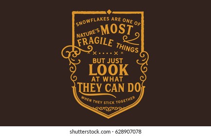 Snowflakes are one of nature's most fragile things, but just look at what they can do when they stick together.  Teams And Teamwork Quotes