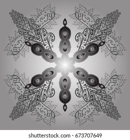 Snowflakes ornamental pattern in abstract style. New Year 2017 collection. Freehand ethnic Xmas sketch. Ornamental artistic vector illustration in colors for Merry christmas cards.