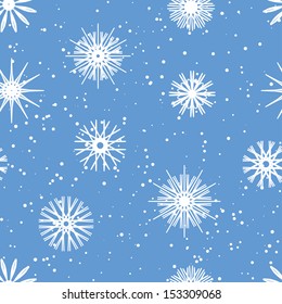 Snowflakes Ornamental Seamless Texture. Vector Pattern.