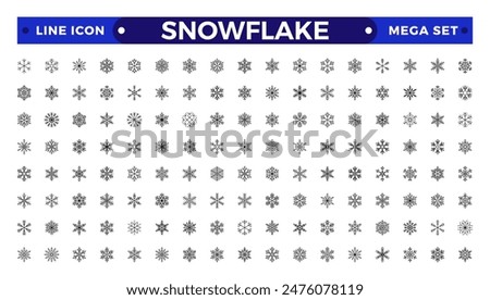 snowflakes outline icon set such as pack of simple snowflake, snowflake winter, snowflake, icons for report, presentation, diagram, web design
