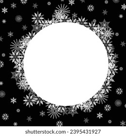 Snowflakes Over Black with Copy Space