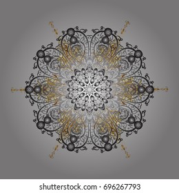 Snowflakes pattern. Snowflakes background. Flat design of snowflakes isolated on colorful background. Vector illustration. Snowflake ornamental pattern.