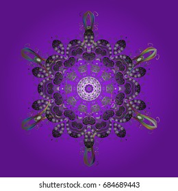 Snowflakes pattern. Snowflakes background. Snowflake ornamental pattern. Flat design of snowflakes isolated on colorful background. Vector illustration.