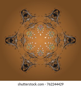 Snowflakes pattern. Snowflakes background. Snowflake ornamental pattern. Flat design of snowflakes isolated on colorful background. Vector illustration.