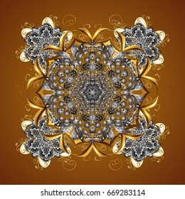 Snowflakes pattern in brown colors. Vector seamless pattern with stylized snowflakes.