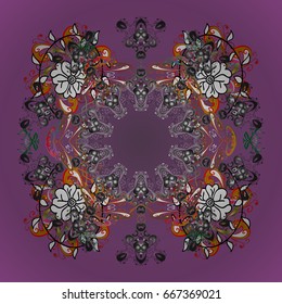 Snowflakes pattern in colors. Vector ornamental pattern with stylized snowflakes.