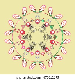 Snowflakes pattern in colors. Vector seamless pattern with stylized snowflakes.