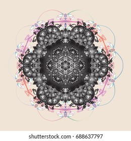 Snowflakes pattern. Flat design with abstract snowflakes isolated on colored background. Vector illustration. Snowflakes background. Snowflake ornamental pattern.