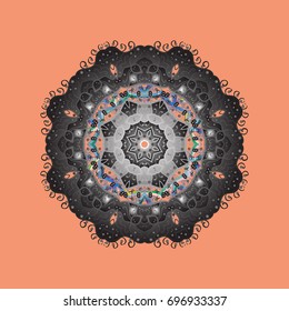 Snowflakes pattern. Flat design with abstract snowflakes isolated on colors background. Vector snowflakes background. Snowflake colorful pattern. Vector illustration.