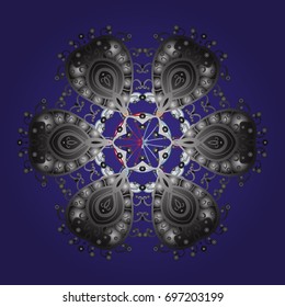 Snowflakes pattern. Flat design with abstract snowflakes isolated on colors background. Vector illustration. Vector snowflakes background. Snowflake colorful pattern.