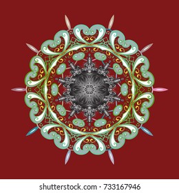 Snowflakes pattern. Flat design with abstract snowflakes isolated on colors background. Vector illustration. Vector snowflakes background. Snowflake colorful pattern.