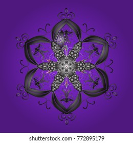 Snowflakes pattern. Flat design with abstract snowflakes isolated on background. Snowflake ornamental pattern. Vector illustration. Snowflakes background.