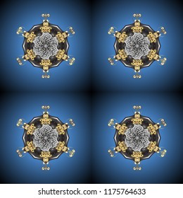 Snowflakes pattern. Flat design of snowflakes isolated on colorful background. Snowflakes background. Snowflake ornamental pattern. Vector illustration.