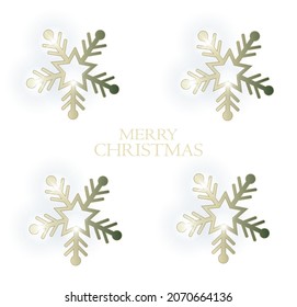 Snowflakes pattern, golden snowflakes isolated on white background vector