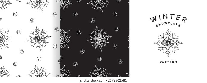 Snowflakes pattern. Hand Drawn snowflakes. Christmas design pattern. Vector scalable graphics