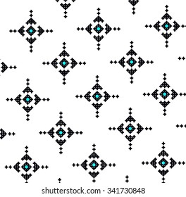 Snowflakes pattern made up of romanian traditional folk motives. Vector composition on white background.